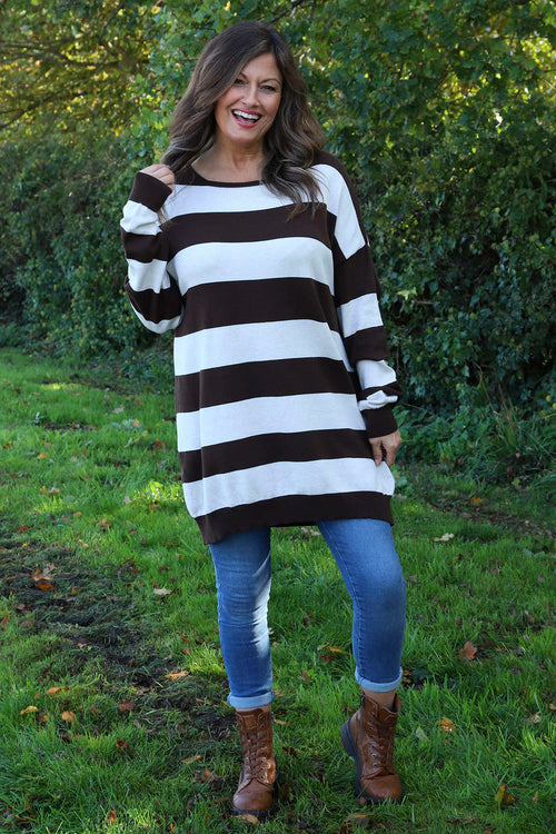 Brendalynn Stripe Knit Jumper Cocoa - Image 3