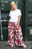 Astoria Print Wide Leg Trousers Burgundy