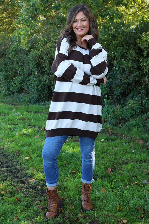 Brendalynn Stripe Knit Jumper Cocoa - Image 2
