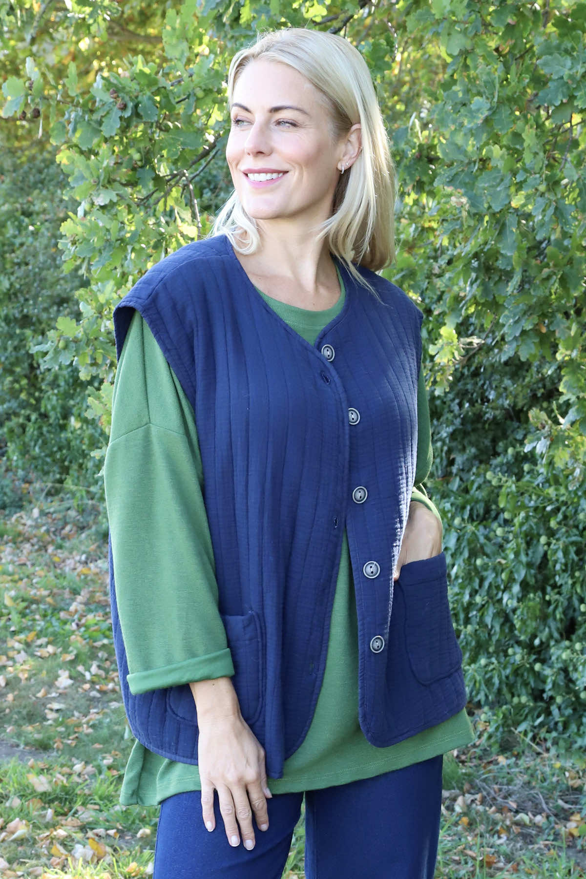 Agatha Cotton Padded Gilet Navy