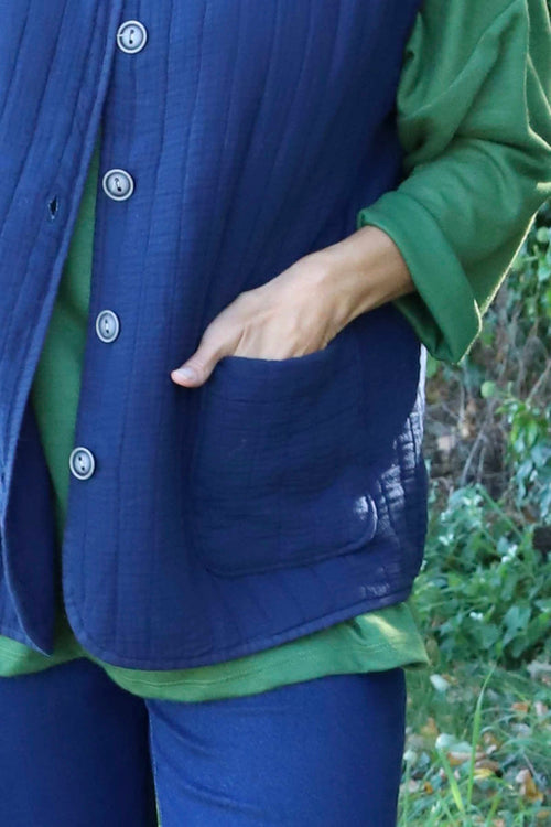 Agatha Cotton Padded Gilet Navy - Image 3