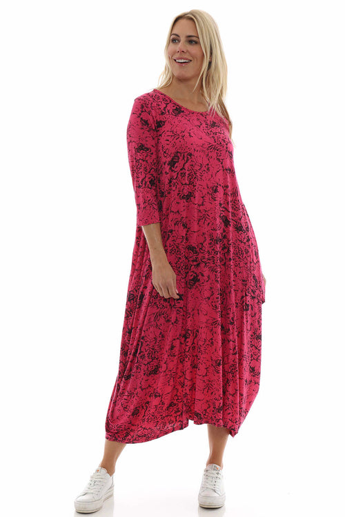 Etienne Print Dress Hot Pink - Image 1