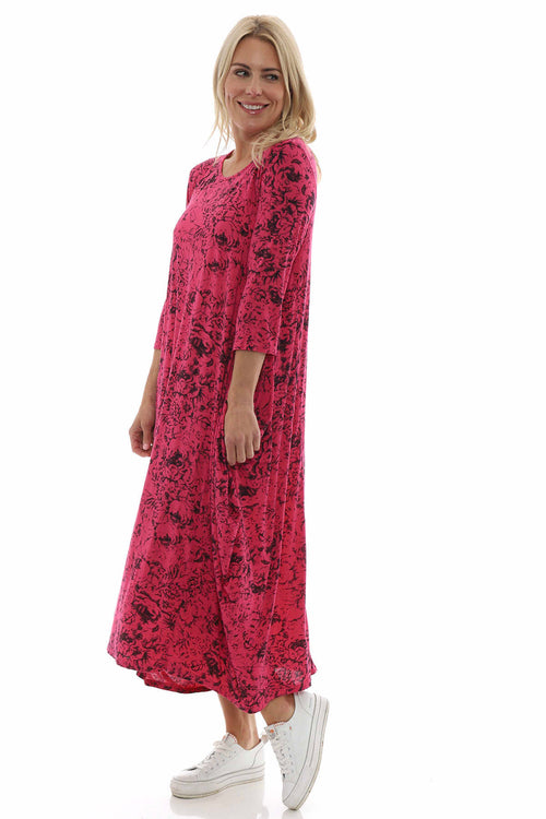Etienne Print Dress Hot Pink - Image 2