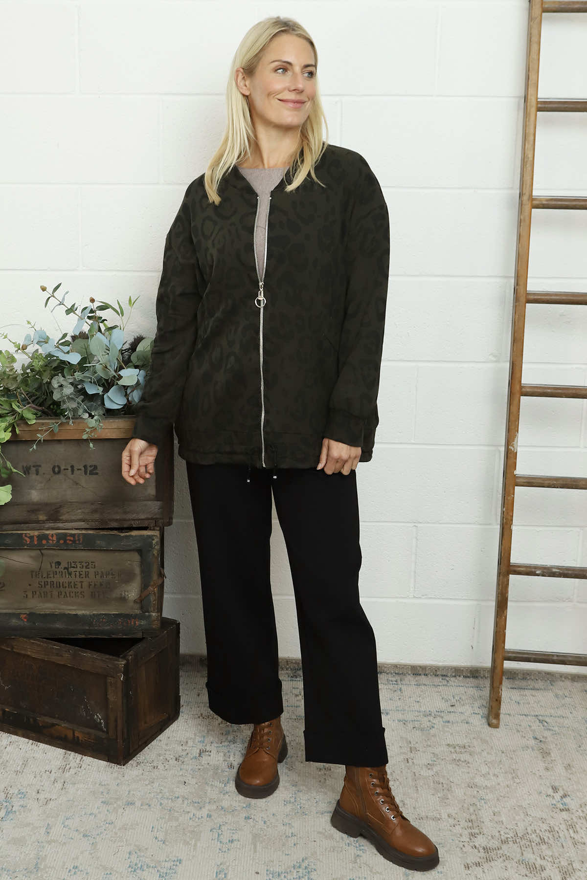 Katana Leopard Cotton Jacket Khaki