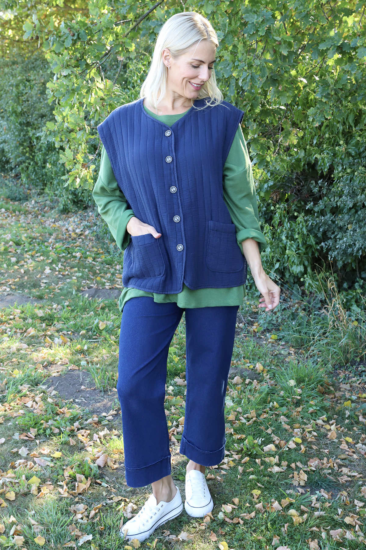 Agatha Cotton Padded Gilet Navy