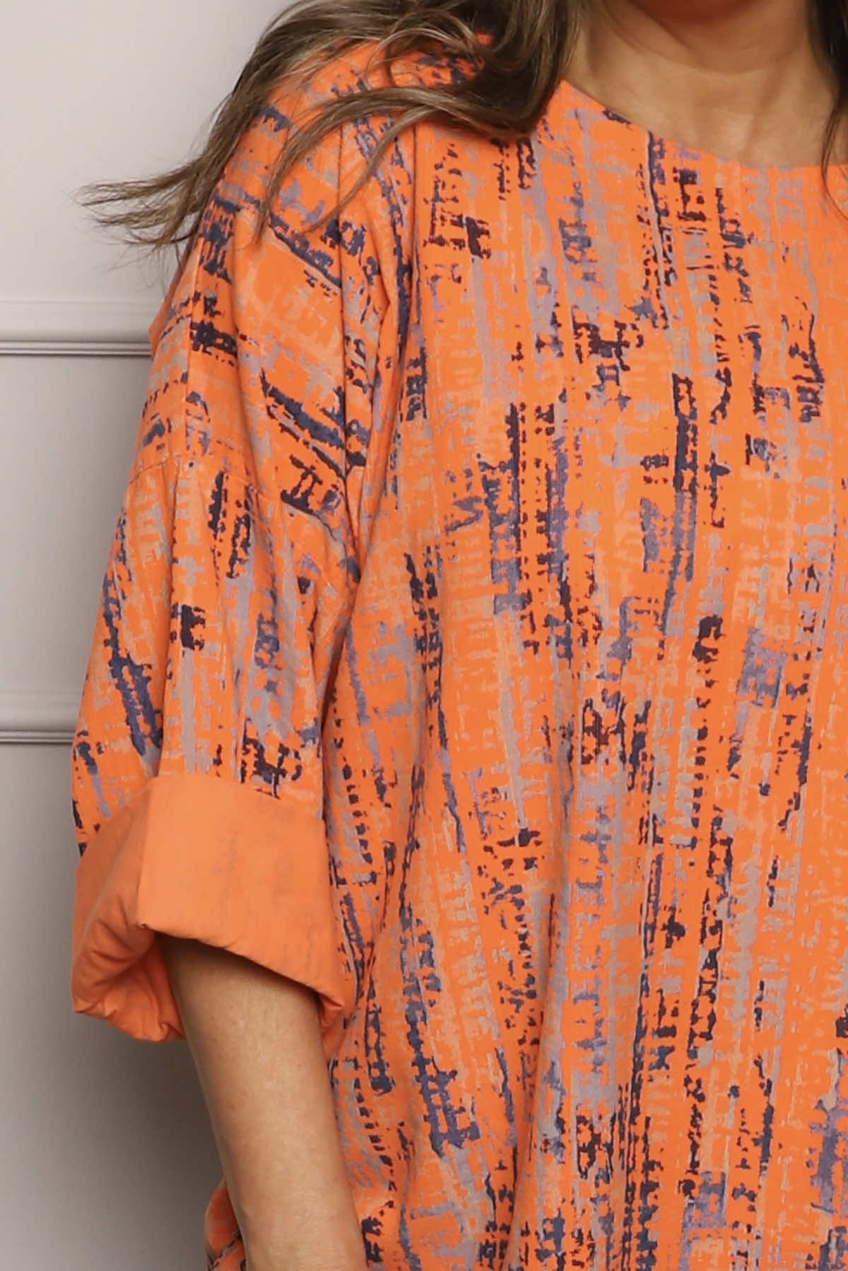 Danita Print Needlecord Top Orange