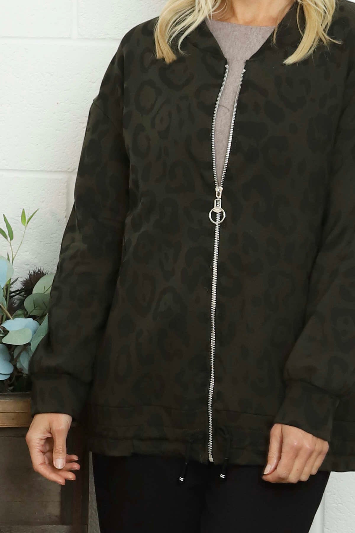 Katana Leopard Cotton Jacket Khaki