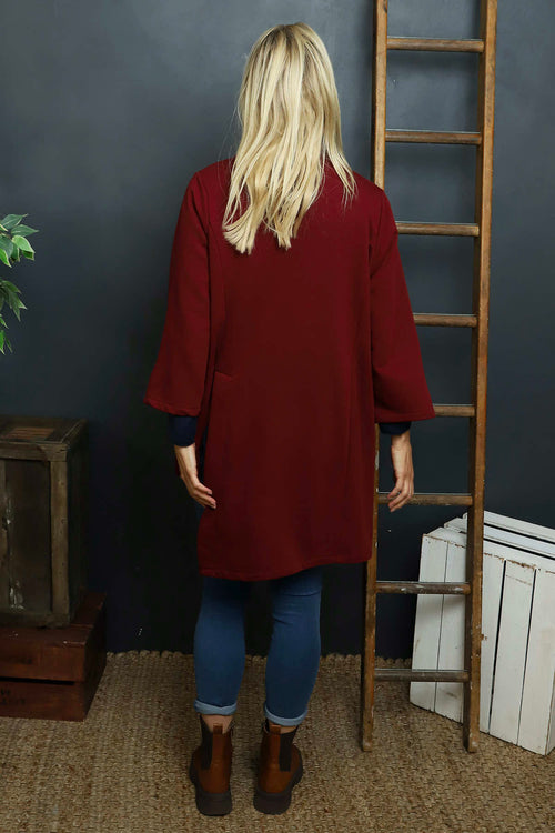 Damaris Asymmetric Button Cotton Top Wine - Image 4