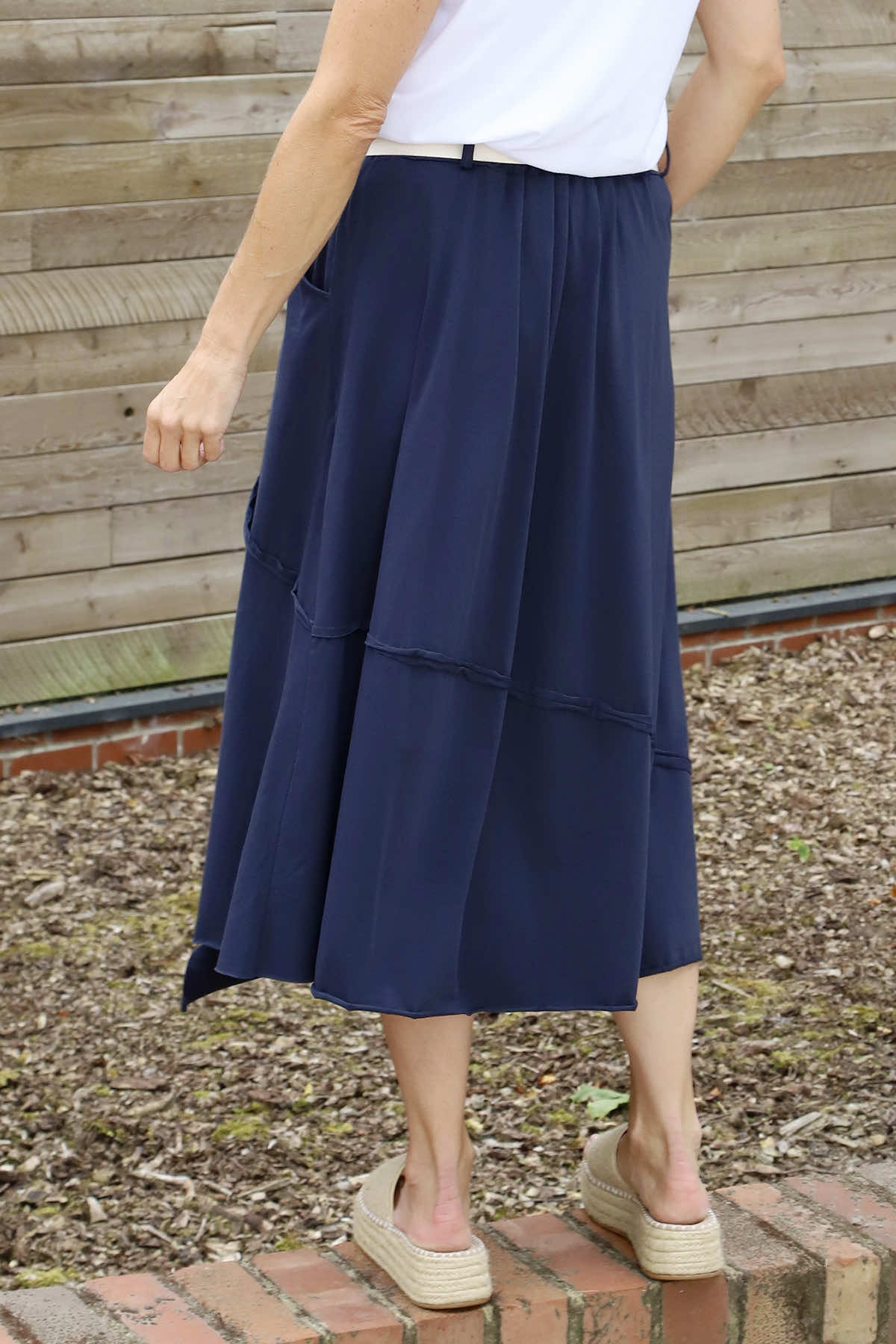 Sophia Belted Cotton Skirt Navy