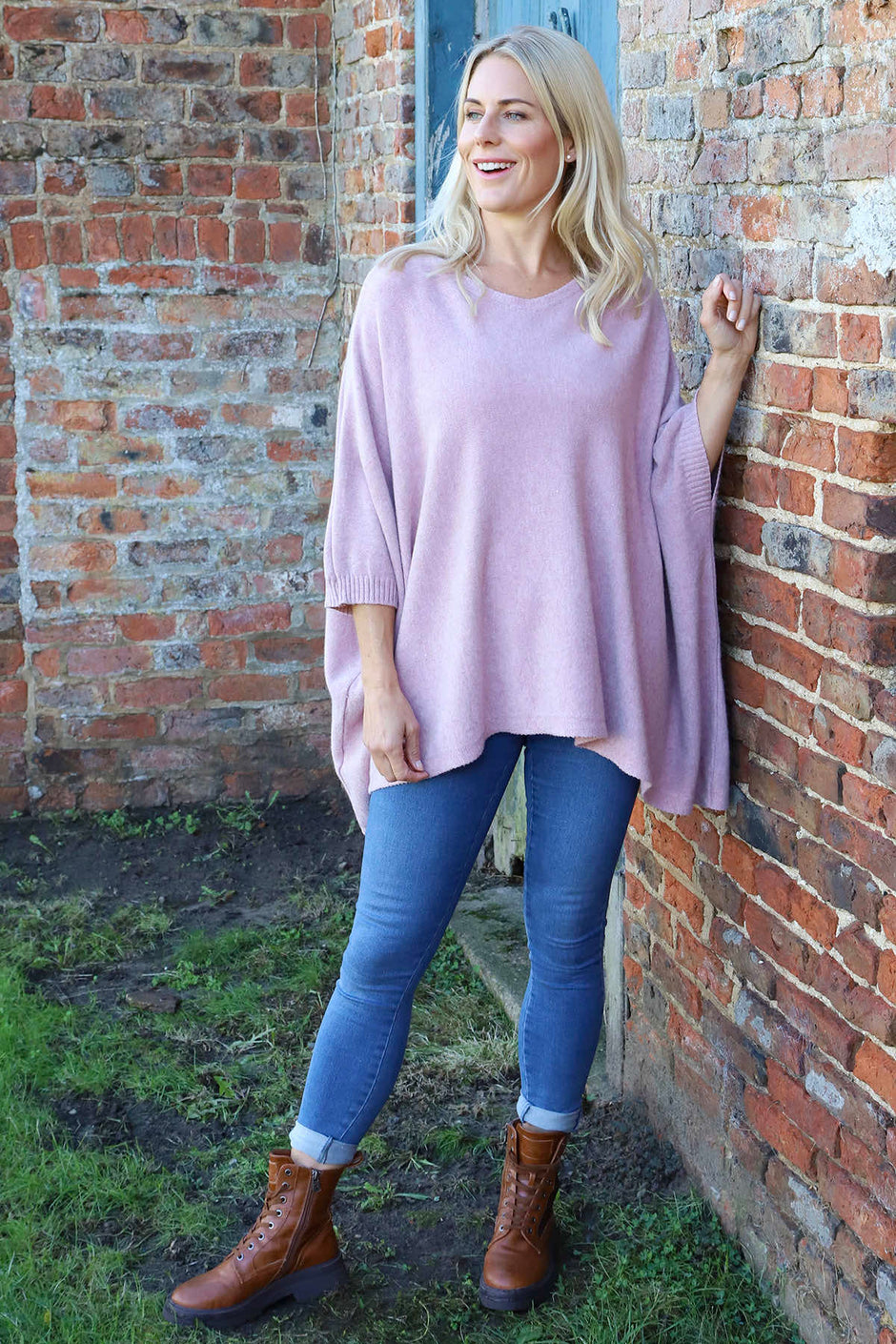 Saffron Knitted Jumper Pink