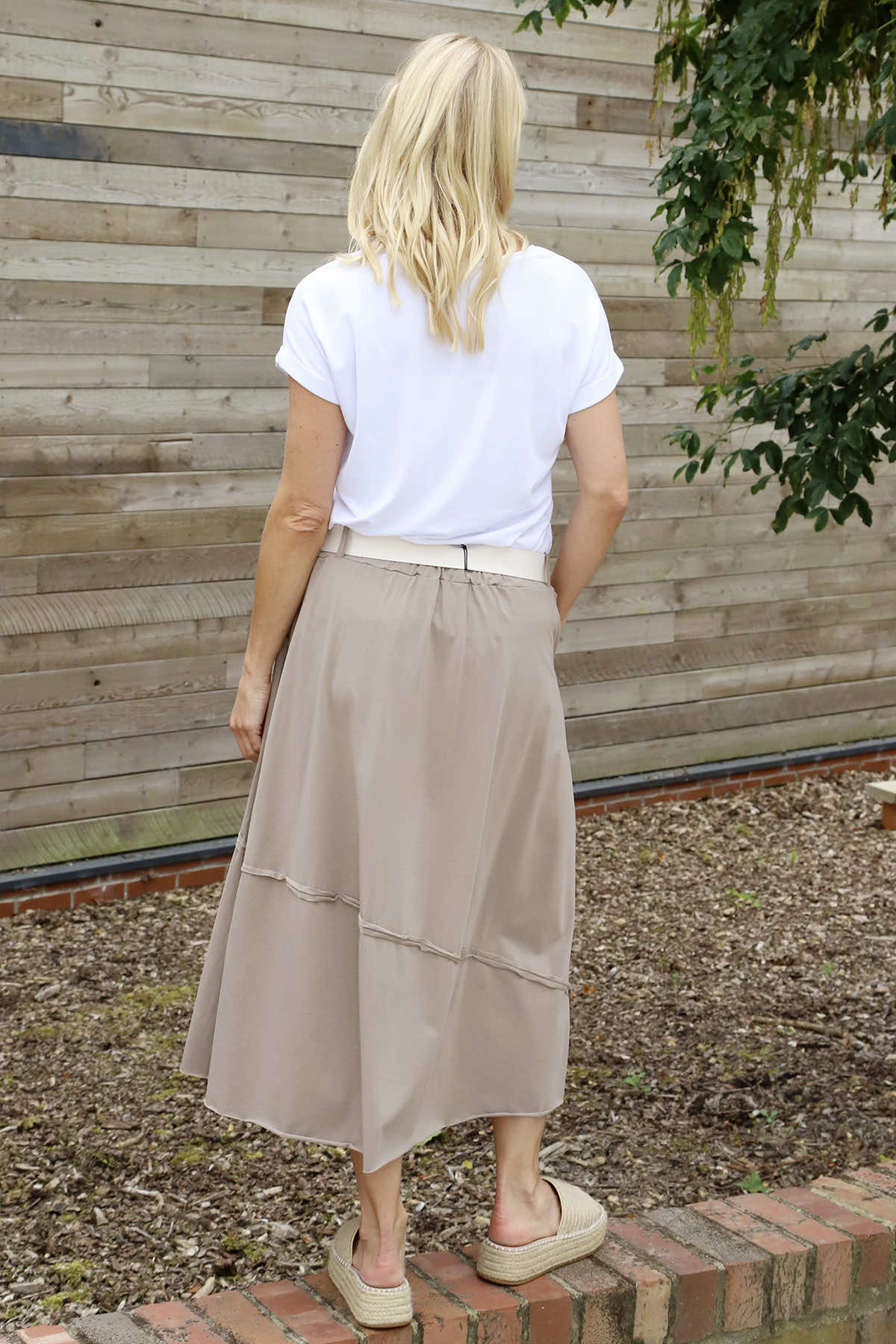Sophia Belted Cotton Skirt Mocha