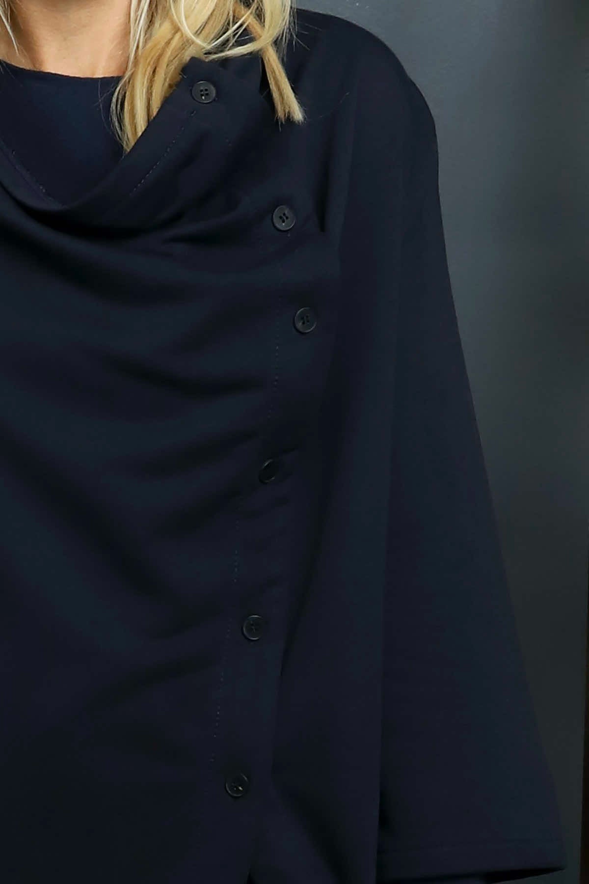 Damaris Asymmetric Button Cotton Top Navy