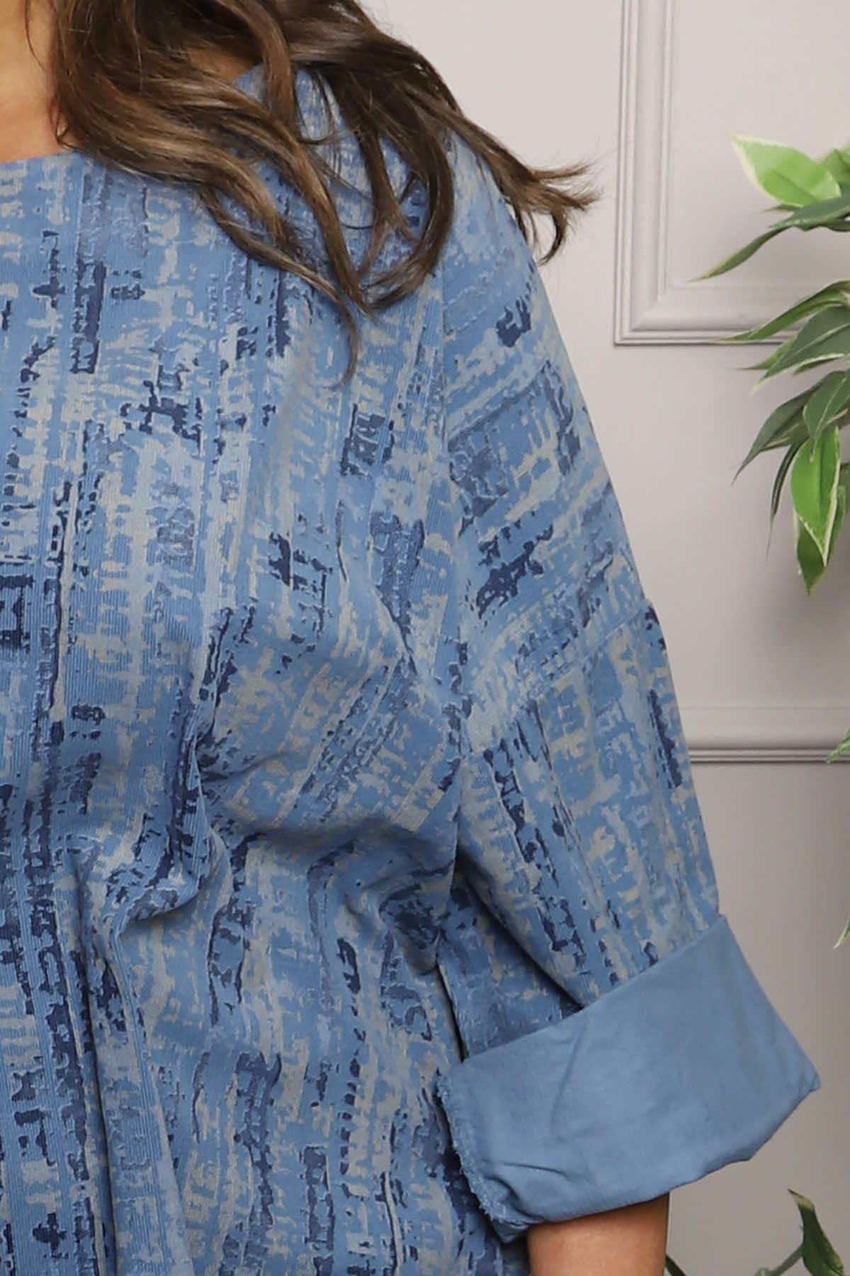 Danita Print Needlecord Top Blue