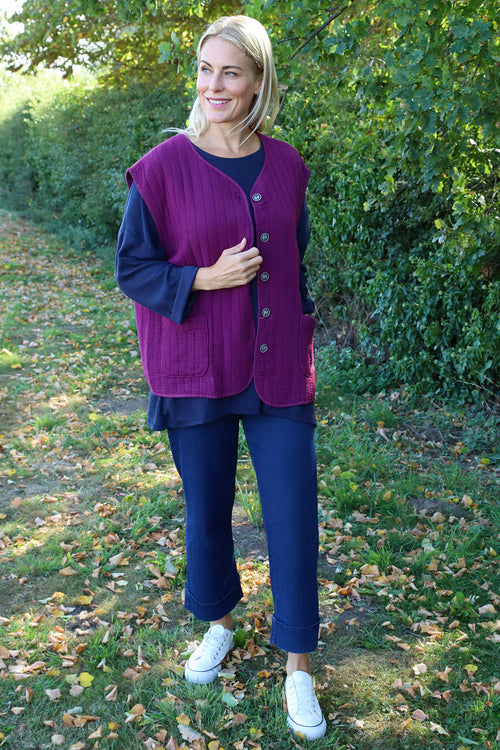 Agatha Cotton Padded Gilet Berry