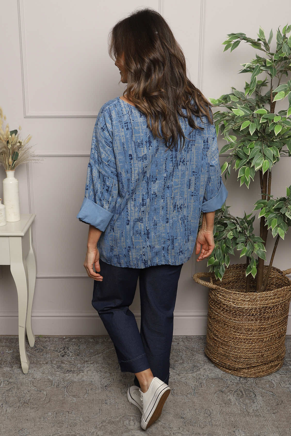 Danita Print Needlecord Top Blue