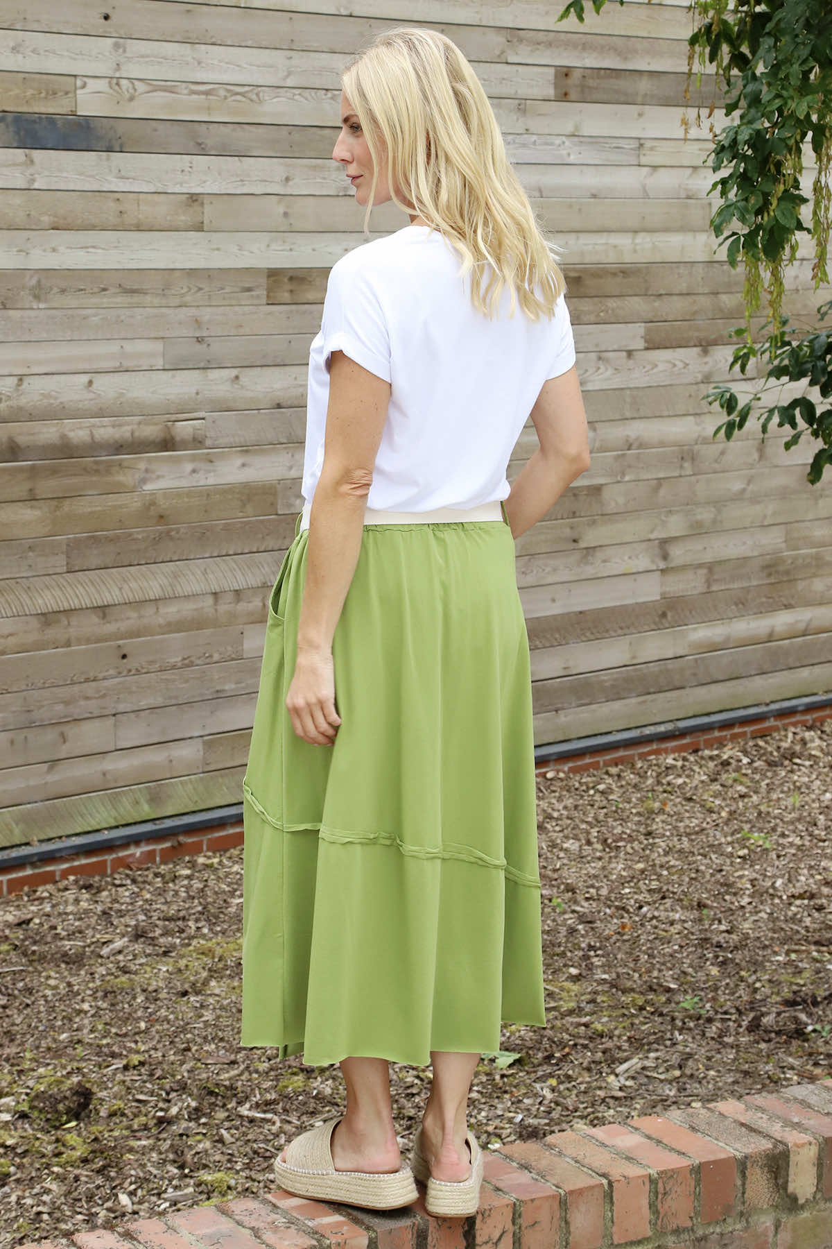 Sophia Belted Cotton Skirt Olive