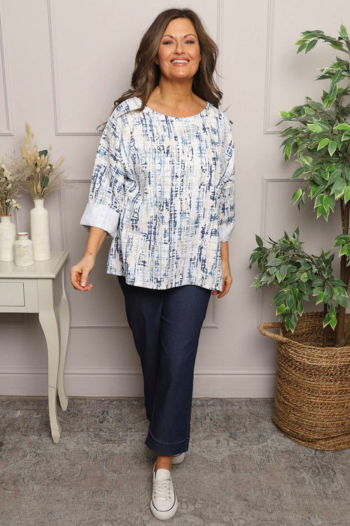 Danita Print Needlecord Top White - Image 1