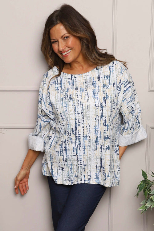 Danita Print Needlecord Top White - Image 2