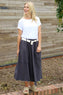 Sophia Belted Cotton Skirt Charcoal