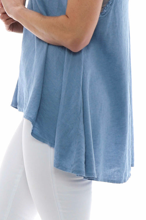 Harini Sleeveless Linen Top Blue - Image 5