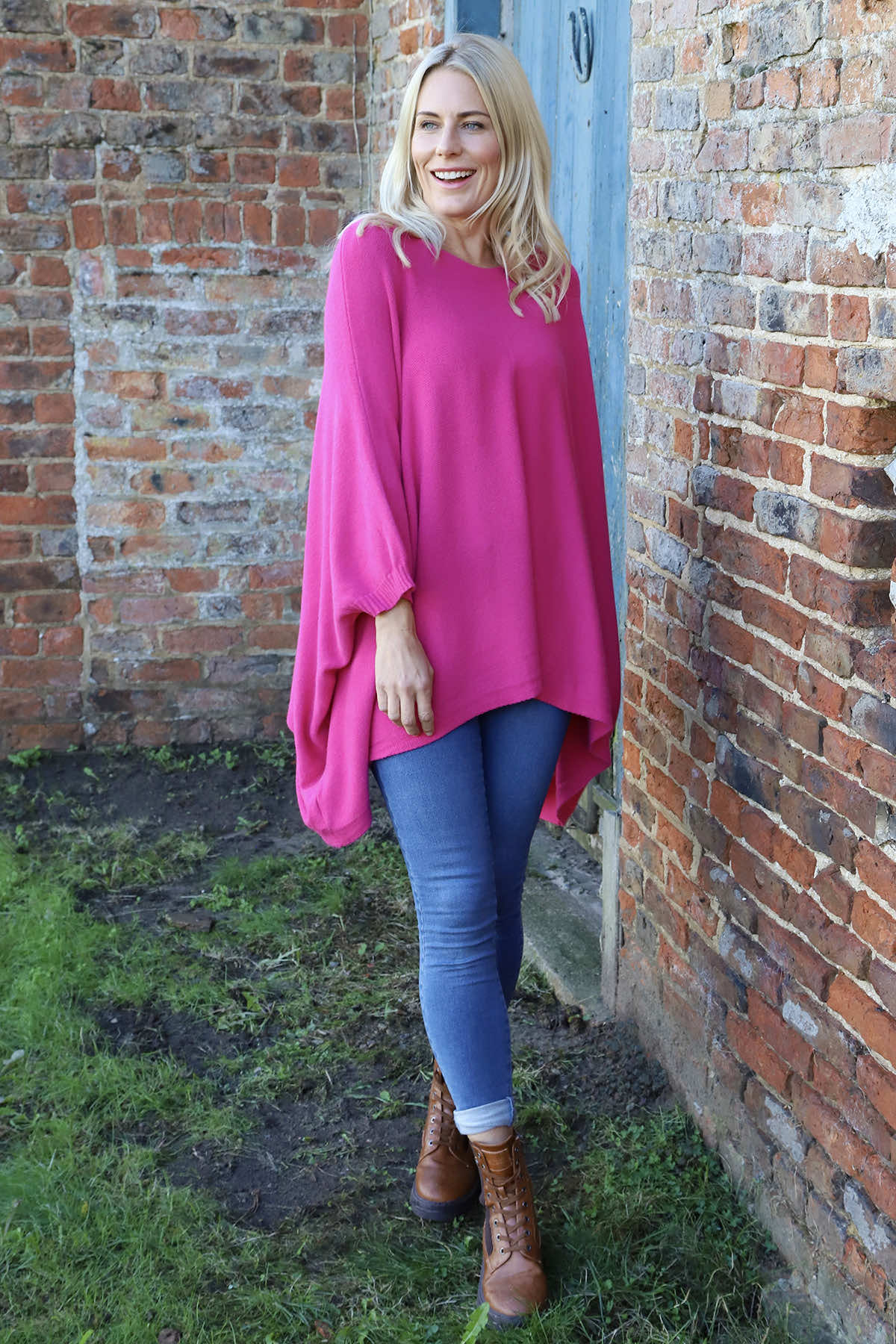 Saffron Knitted Jumper Fuchsia