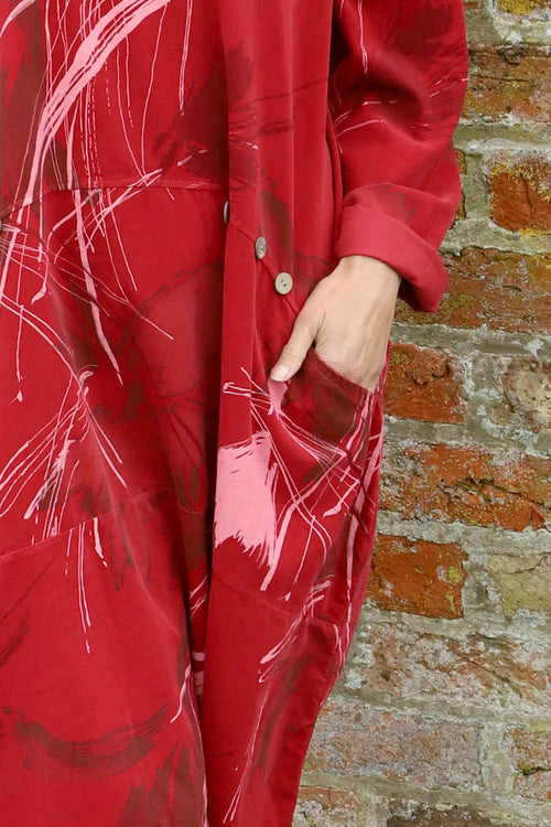 Junia Print Needlecord Tunic Red - Image 3