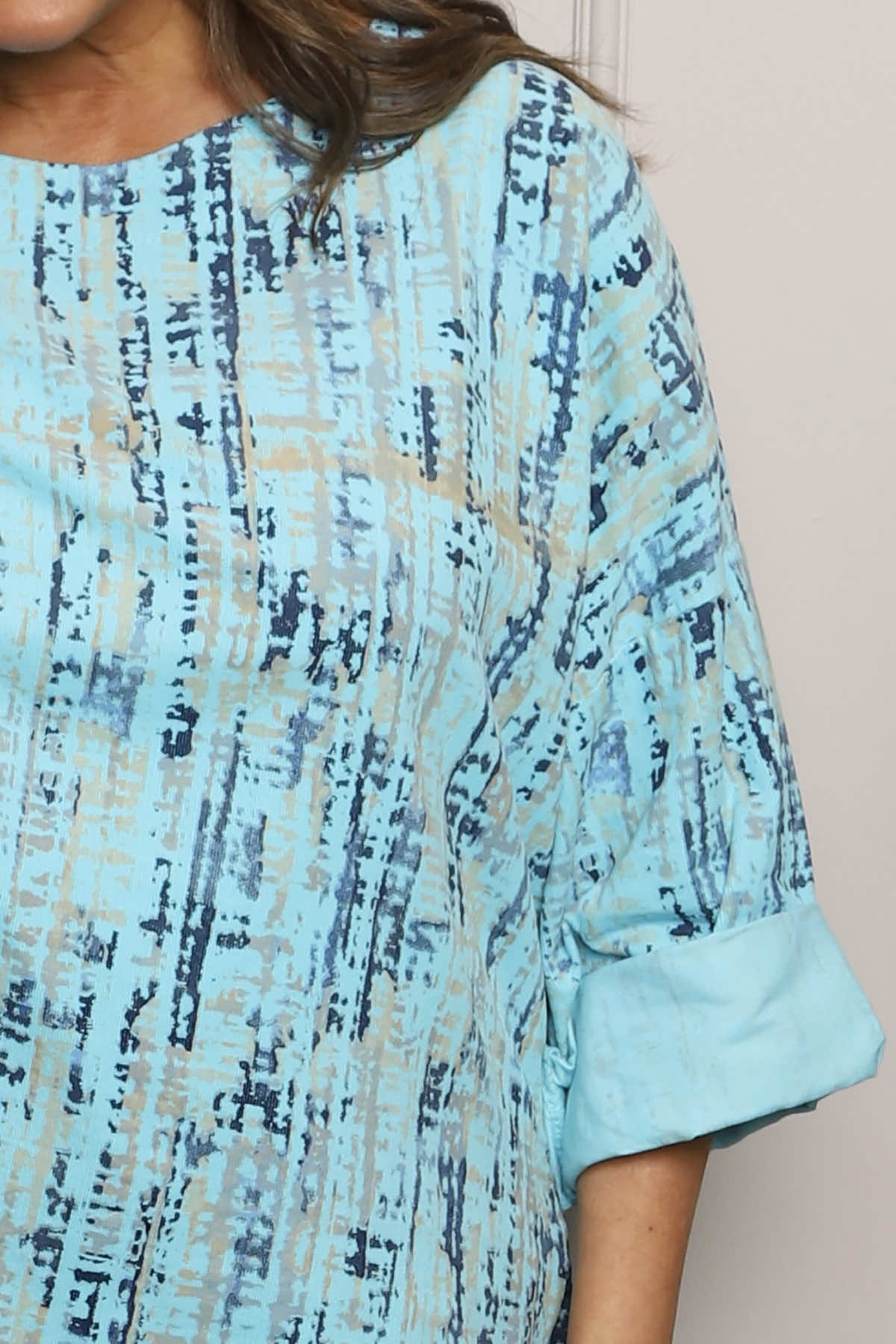 Danita Print Needlecord Top Kingfisher