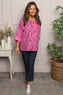 Danita Print Needlecord Top Fuchsia