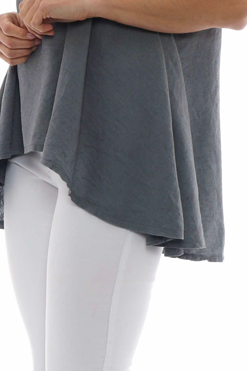 Harini Sleeveless Linen Top Mid Grey - Image 3