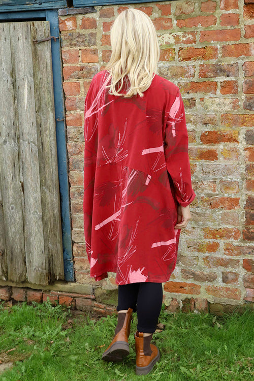 Junia Print Needlecord Tunic Red - Image 4