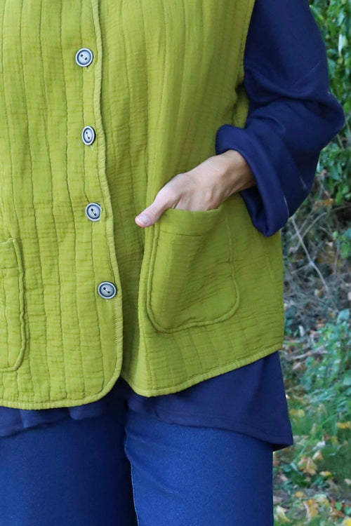 Agatha Cotton Padded Gilet Moss - Image 3