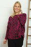 Novalie Leopard Cotton Top Berry