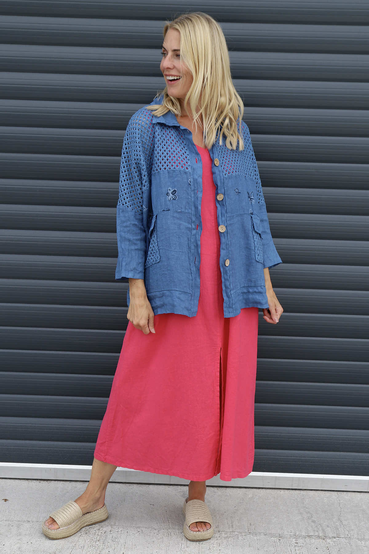 Orlanda Linen Jacket Blue