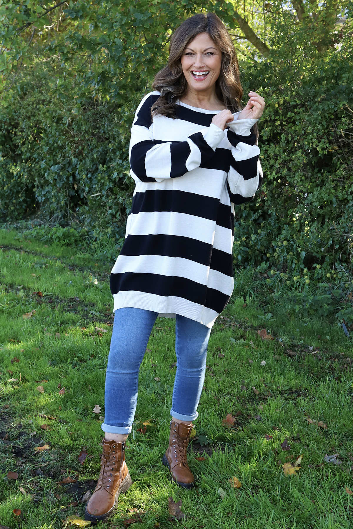 Brendalynn Stripe Knit Jumper Black
