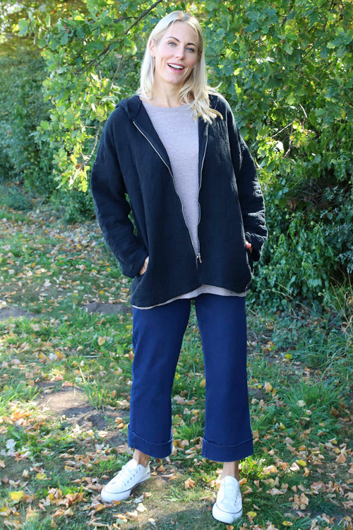 Colleen Cotton Zip Hooded Jacket Black - Image 2