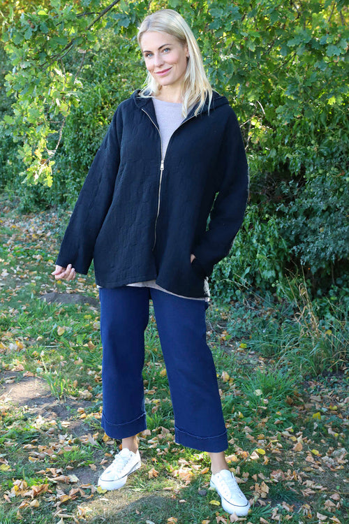 Colleen Cotton Zip Hooded Jacket Black - Image 3