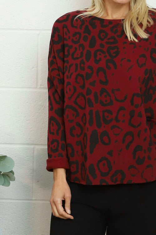 Novalie Leopard Cotton Top Wine - Image 3