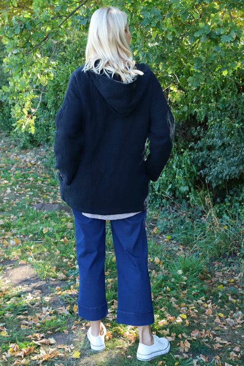 Colleen Cotton Zip Hooded Jacket Black - Image 4