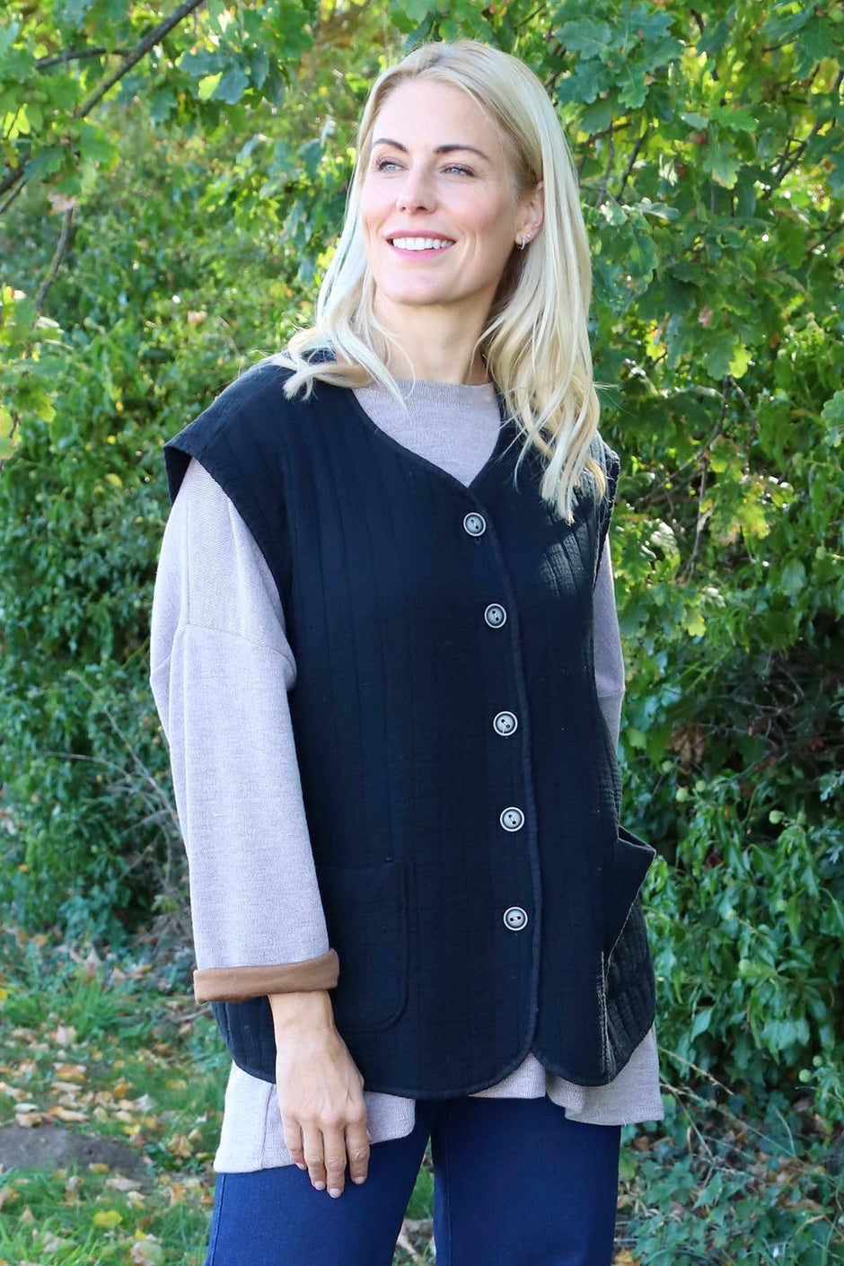 Agatha Cotton Padded Gilet Black