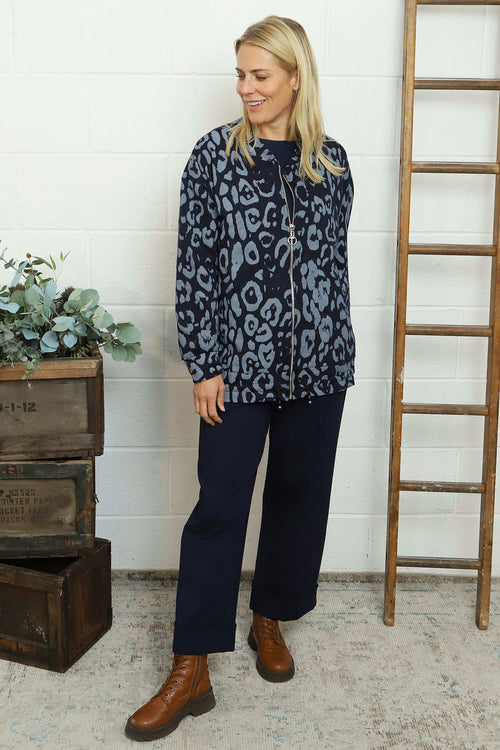 Katana Leopard Cotton Jacket Navy - Image 3