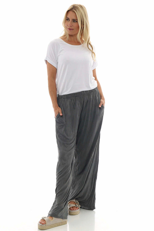 Charissa Crinkle Trousers Mid Grey - Image 1