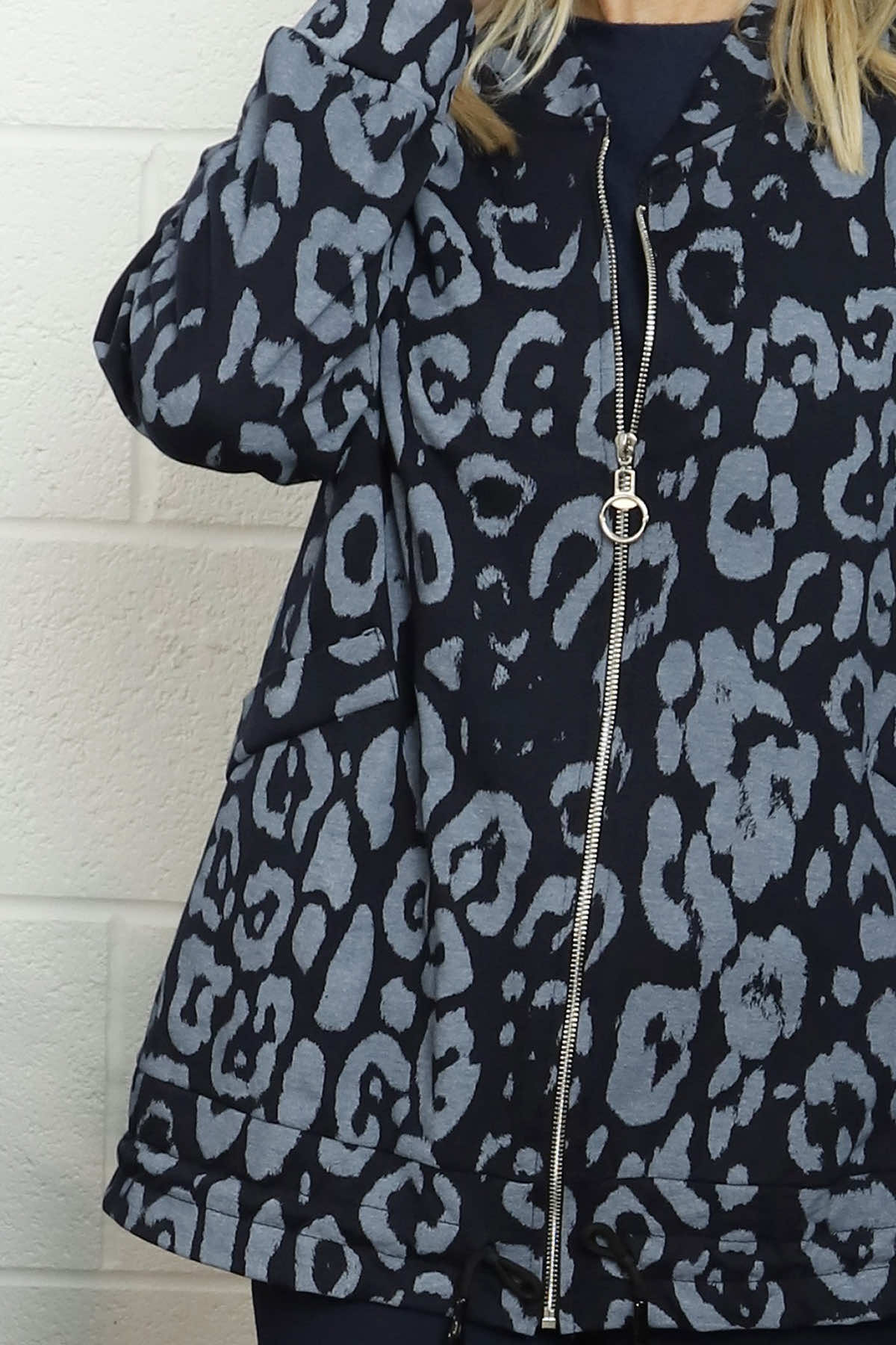 Katana Leopard Cotton Jacket Navy