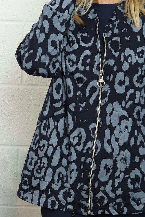 Katana Leopard Cotton Jacket Navy - Image 5