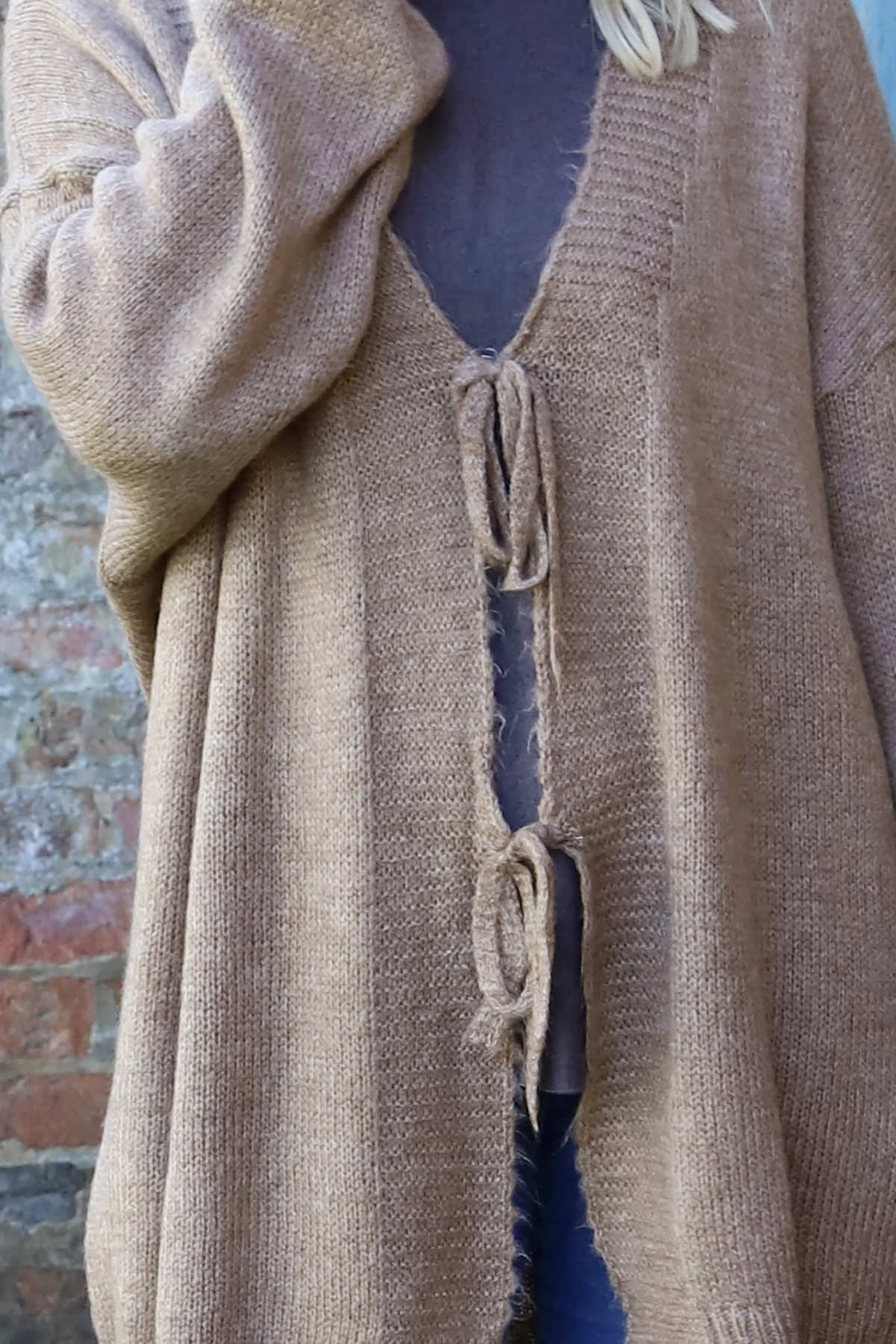 Brooklyn Tie Knitted Cardigan Camel