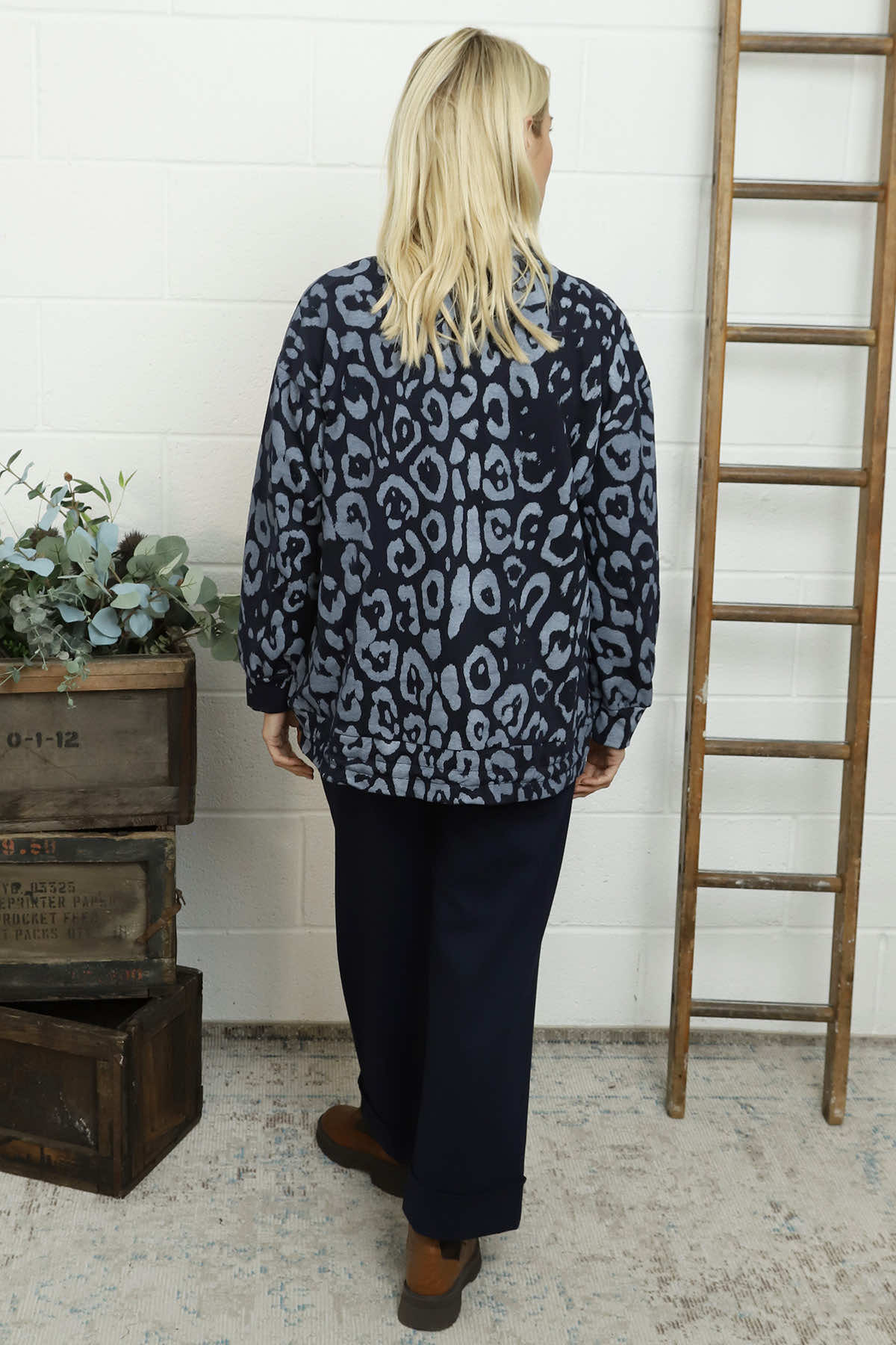 Katana Leopard Cotton Jacket Navy