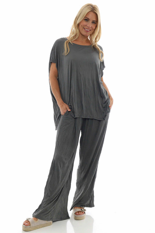 Charissa Crinkle Trousers Mid Grey - Image 4