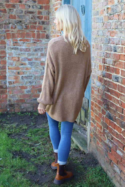 Brooklyn Tie Knitted Cardigan Camel - Image 4