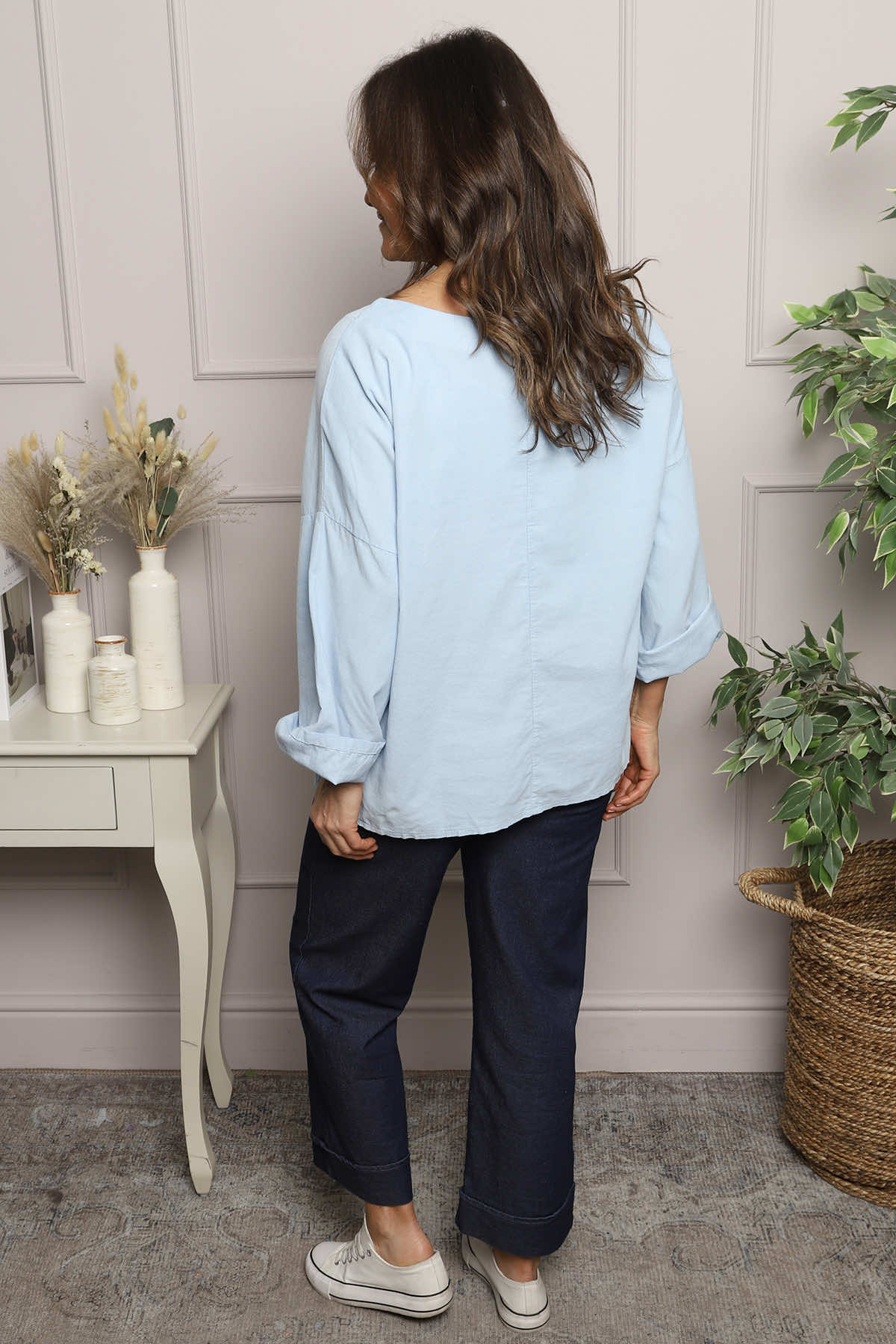 Danita Needlecord Top Light Blue