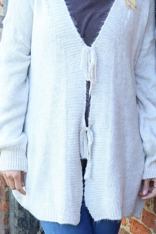 Brooklyn Tie Knitted Cardigan Stone - Image 3