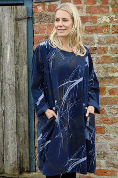 Junia Print Needlecord Tunic Navy